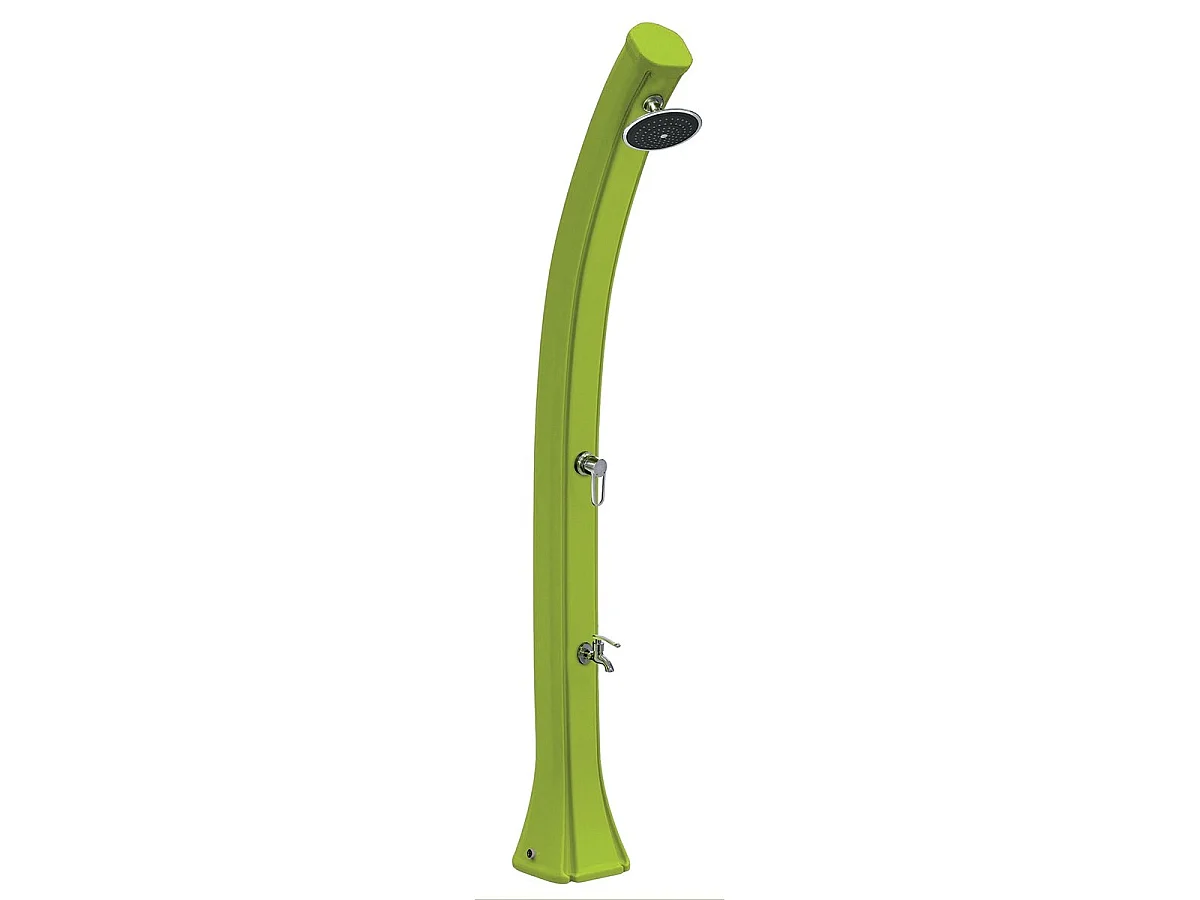 Buitendouche op zonne-energie Happy 4x4 44L Formidra - 222x26x29cm HD Polyethyleen Voetspoeling + Mengkraan + Hoofd - Groen met voetspoeling