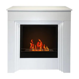 Cheminée au bioéthanol au sol BELLINI en bois blanc Made in Italy L96 x P35 x H96 Cheminée au bioéthanol au sol BELLINI en bois blanc Made in Italy L96 x P35 x H96