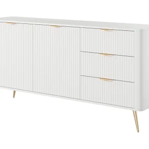 Commode: 3 laden, 2 deuren, wit, 163,2 x 38 x 81,2 cm Commode: 3 laden, 2 deuren, wit, 163,2 x 38 x 81,2 cm