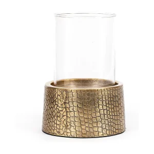 De Croco Kaarsenhouder Met Glas – Messing – L De Croco Kaarsenhouder Met Glas – Messing – L