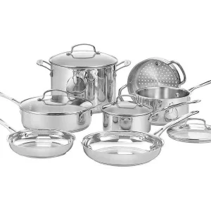 Cuisinart 11-delige roestvrijstalen pannenset voor alle warmtebronnen, inductie, oven en vaatwasser Cuisinart 11-delige roestvrijstalen pannenset voor alle warmtebronnen, inductie, oven en vaatwasser
