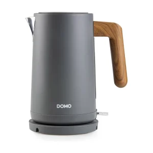 Draadloze waterkoker Domo 1,7L 2200W – 360° basis, uitneembaar kalkfilter, automatische uitschakeling, grijs en hout design Draadloze waterkoker Domo 1,7L 2200W – 360° basis, uitneembaar kalkfilter, automatische uitschakeling, grijs en hout design