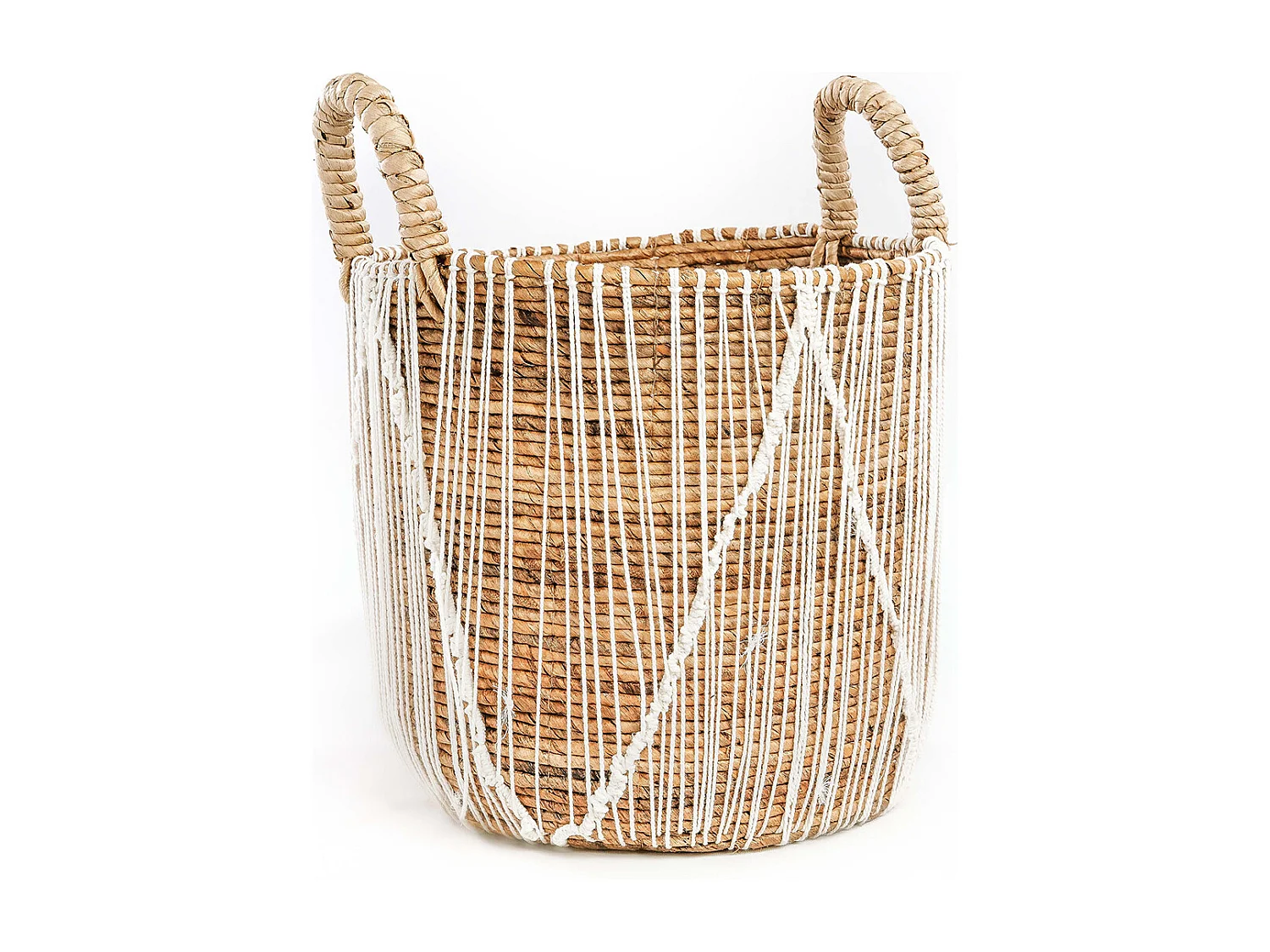 De Straight Stitched Macramé Mand - L