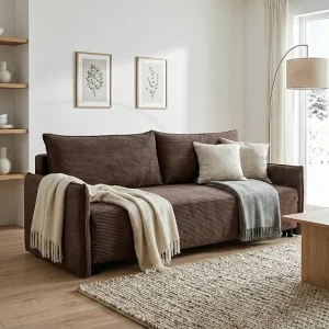 CORDO – 3-zitsbank met slaapfunctie 197×140 cm, stof Poso 6 bruin CORDO – 3-zitsbank met slaapfunctie 197×140 cm, stof Poso 6 bruin