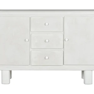Buffetkast van MDF en vurenhout, 120x38x80 cm, ruw wit.