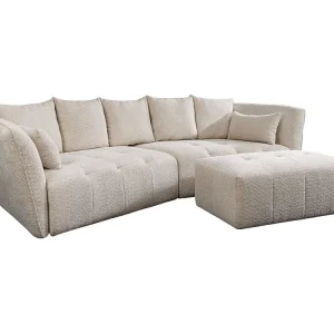 Canapé + poef IMPERIA wit champagne – Modulaire bank in bouclé stof Canapé + poef IMPERIA wit champagne – Modulaire bank in bouclé stof