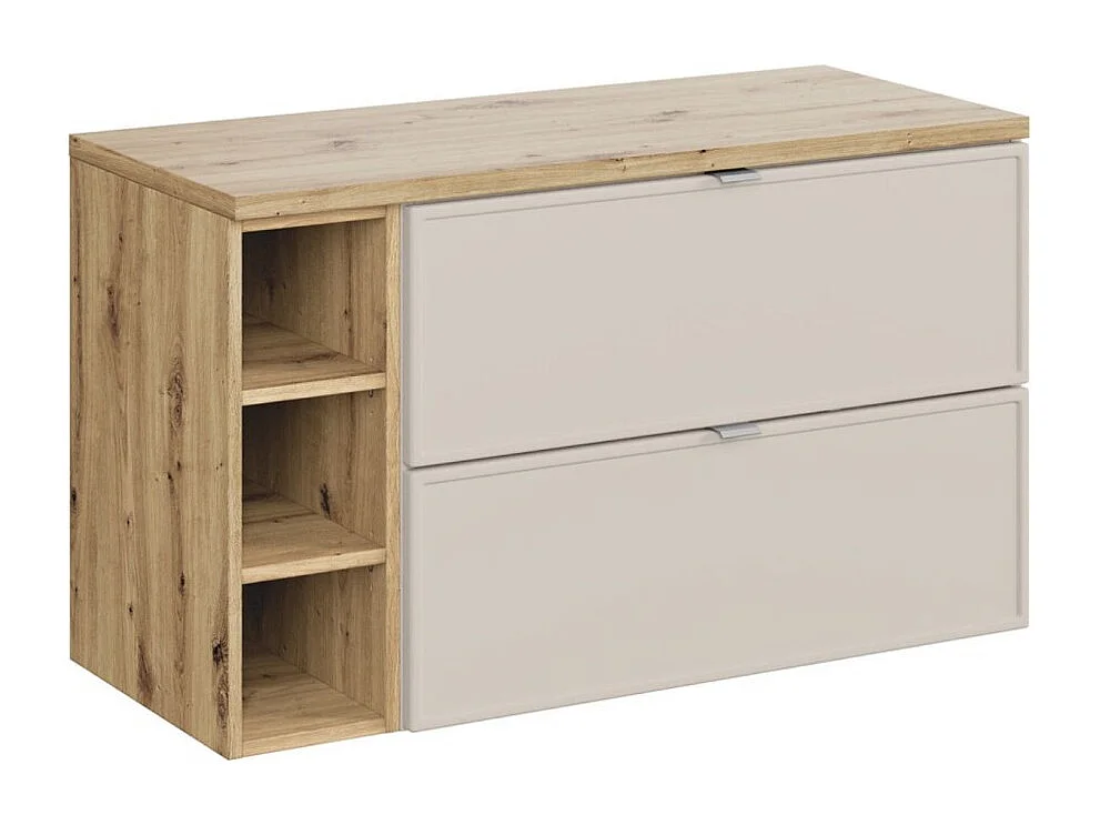 BRAZZA badkamerset: cachemire onderbouw meubels 100cm met zichtbare nissen + houtlook blad voor wastafel