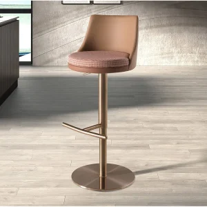 Draaibare kruk van terracottakleurig en beige gemêleerd stof en bruin kunstleer 4229 ANGEL CERDA
