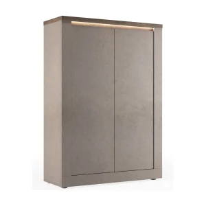 Buffetkast SASHA – 2 deuren met 3 planken en LED – Brons en houten blad Mercury Buffetkast SASHA – 2 deuren met 3 planken en LED – Brons en houten blad Mercury