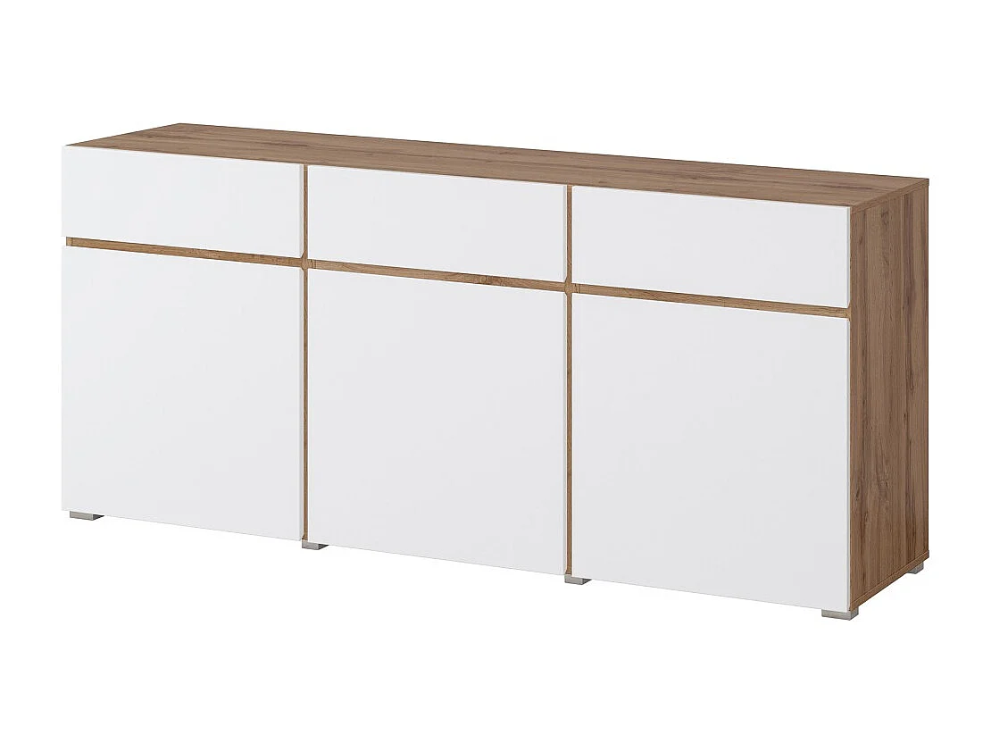 Buffet HAVANA – 180 cm – 3 draaideuren en 3 laden – Eiken en wit – Hedendaags ontwerp