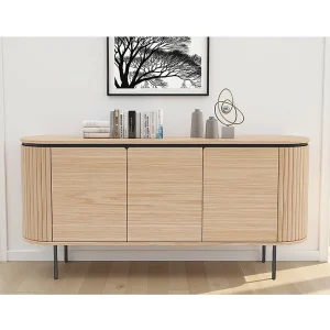 Buffet 160 cm 3 deuren licht eiken en zwart – Collectie SÖREN Buffet 160 cm 3 deuren licht eiken en zwart – Collectie SÖREN