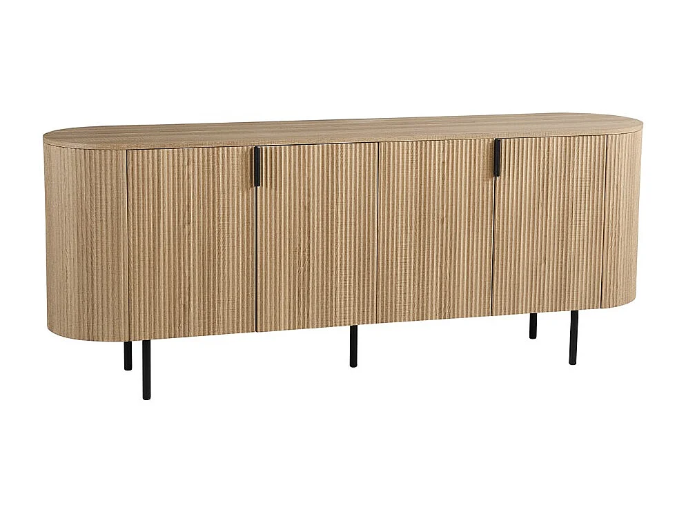 Buffet VAGOS - Kleur natuurlijk eiken - 4 deuren - 200 cm - Grote moderne buffetkast - Ruime opbergruimte