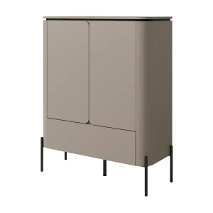 Buffet hoog BELLA 2 deuren 1 lade – Afwerking mat Congo – Elegante zwarte metalen poten Buffet hoog BELLA 2 deuren 1 lade – Afwerking mat Congo – Elegante zwarte metalen poten