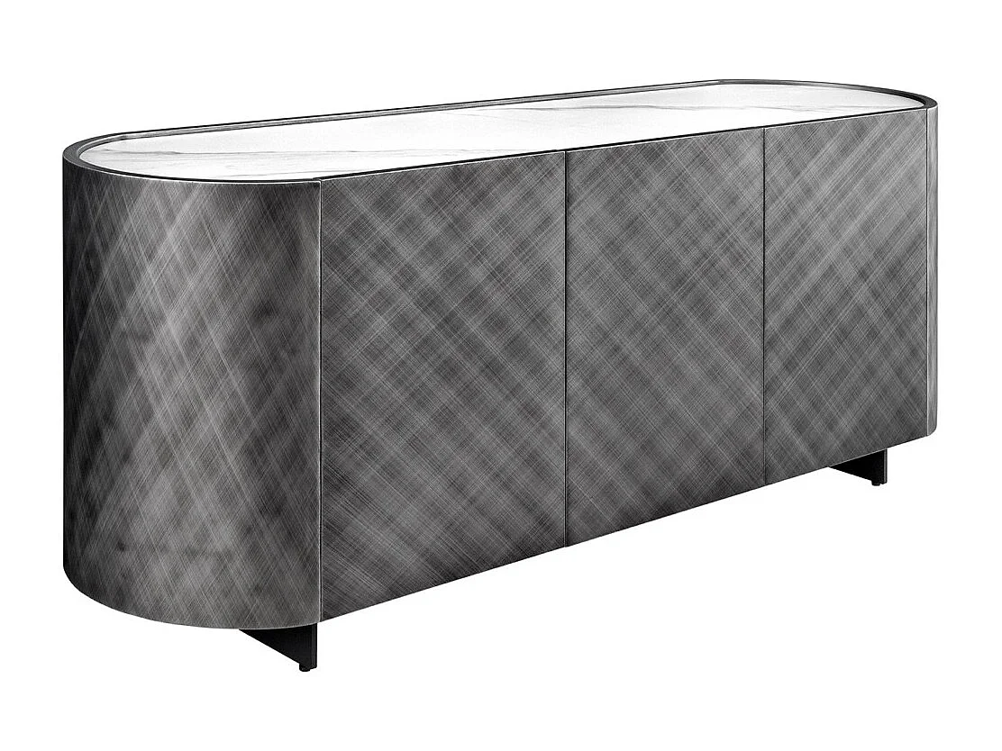 Buffet 150 cm 3 deuren 1 lade grijs en wit marmer – Collectie MILANO