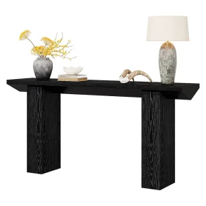 Consoletafel voor de hal, 160 cm breed, smal en lang, zwart.