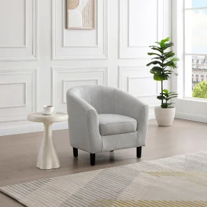 Cabrioletfauteuil in lichtgrijs gemêleerde stof CRISTOBAL