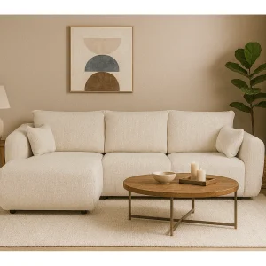 DALLAS – Hoekbank met slaapfunctie links 255×165 cm, stof Bello 5 crème DALLAS – Hoekbank met slaapfunctie links 255×165 cm, stof Bello 5 crème