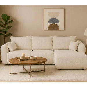 DALLAS – Hoekbank met slaapfunctie rechts 255×165 cm, stof Bello 5 crème DALLAS – Hoekbank met slaapfunctie rechts 255×165 cm, stof Bello 5 crème