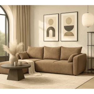 DALLAS – Hoekbank met slaapfunctie links 255×165 cm, stof Raven 34 lichtbriun DALLAS – Hoekbank met slaapfunctie links 255×165 cm, stof Raven 34 lichtbriun