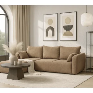 DALLAS – Hoekbank met slaapfunctie links 255×165 cm, stof Raven 30 beige DALLAS – Hoekbank met slaapfunctie links 255×165 cm, stof Raven 30 beige