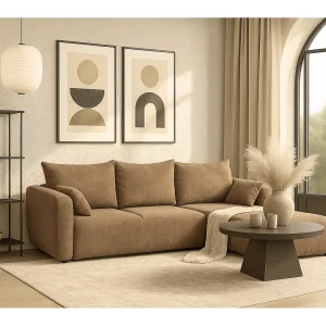 DALLAS – Hoekbank met slaapfunctie rechts 255×165 cm, stof Raven 34 lichtbriun DALLAS – Hoekbank met slaapfunctie rechts 255×165 cm, stof Raven 34 lichtbriun