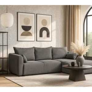 DALLAS – Hoekbank met slaapfunctie rechts 255×165 cm, stof Raven 7 grijs DALLAS – Hoekbank met slaapfunctie rechts 255×165 cm, stof Raven 7 grijs