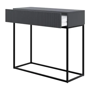 Consoletafel met lade – staand – 90 cm – zwart – met zwarte poten – VELDIO
