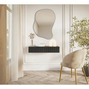 Consoletafel met lade – 90 cm – hangend – zwart – VELDIO