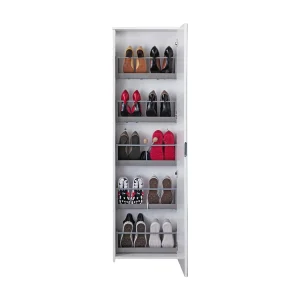 Dabarre schoenenrek, Multifunctioneel entreemeubel met spiegeldeur, Moderne schoenenkast met 5 planken, 100% Made in Italy, 50x18h178 cm, Wit Dabarre schoenenrek, Multifunctioneel entreemeubel met spiegeldeur, Moderne schoenenkast met 5 planken, 100% Made in Italy, 50x18h178 cm, Wit