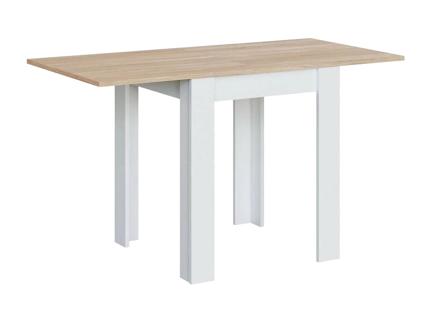 Dkuavit uitschuifbare tafel, Opklapbare eettafel met boekopening, Opvouwbare bijzettafel, 67x67/135h79 cm, Wit en Eiken