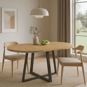 Dazz uitschuifbare tafel, Ronde uitschuifbare console, Ovale multifunctionele eettafel, 110/158x110h77 cm, Nodi Eiken Dazz uitschuifbare tafel, Ronde uitschuifbare console, Ovale multifunctionele eettafel, 110/158x110h77 cm, Nodi Eiken