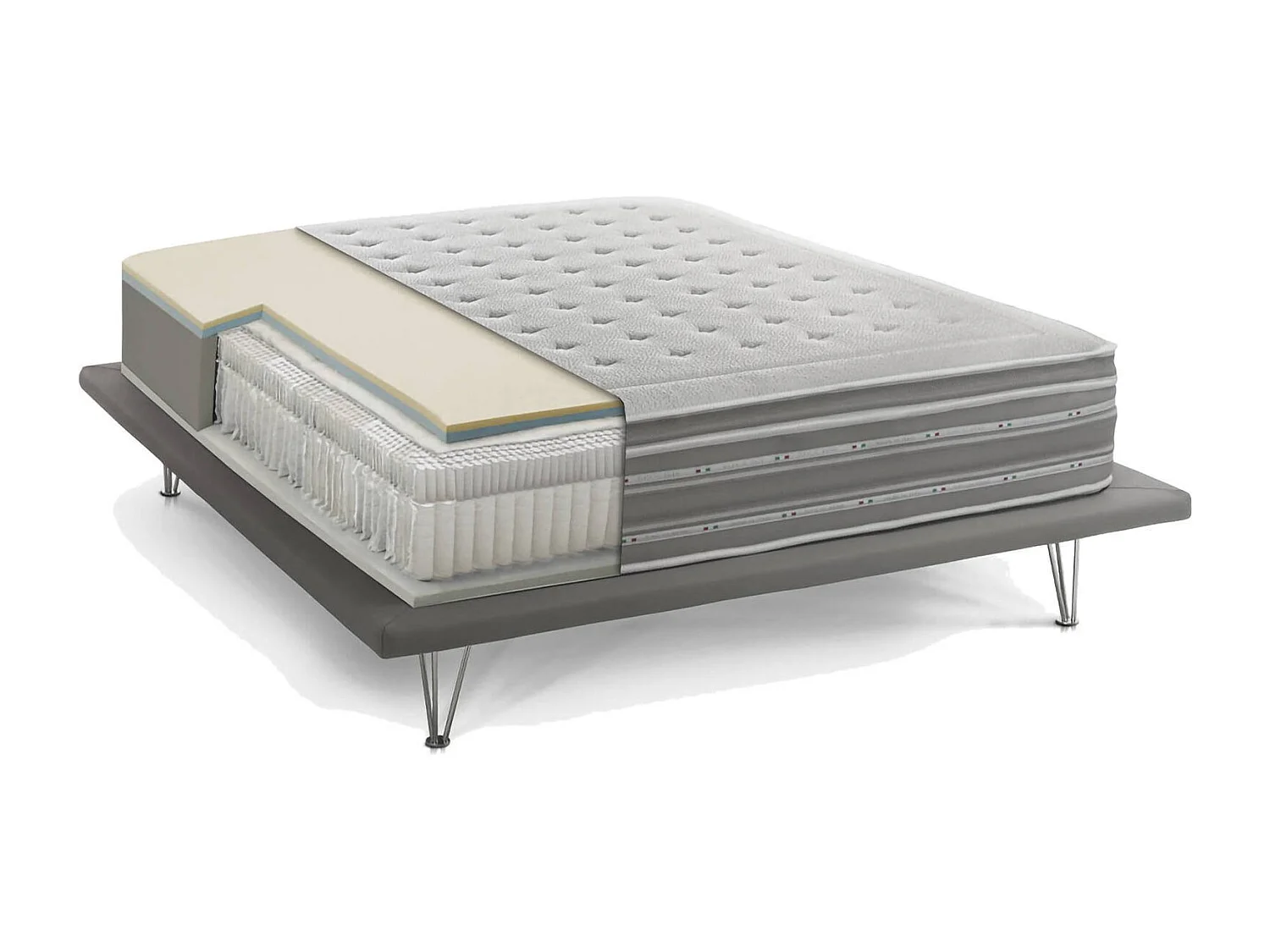 Dme dubbele matras, orthopedisch in traagschuim en pocket microveren, 100% Made in Italy, anti-mijt en hypoallergeen, 160x190h37 cm