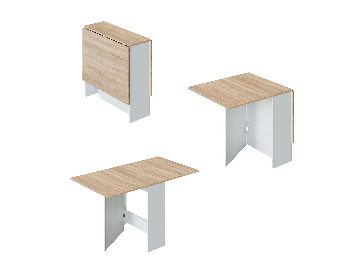 Dmora Uitschuifbare Tafel Toledo 77x31x78h cm Wit voor 4 Personen, Opvouwbare Uitschuifmechanisme