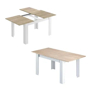 Dmora Uitschuifbare Tafel Midland 90x190x78h cm Wit, 8 Personen, Centraal Uittrekmechanisme Dmora Uitschuifbare Tafel Midland 90x190x78h cm Wit, 8 Personen, Centraal Uittrekmechanisme