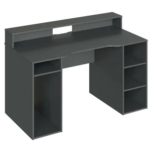 Dmora Bureau Phoenix 67x136x88h cm Antraciet Zwart, Modulair 5 Planken, Structuurmateriaal in Gefineerd Hout Dmora Bureau Phoenix 67x136x88h cm Antraciet Zwart, Modulair 5 Planken, Structuurmateriaal in Gefineerd Hout