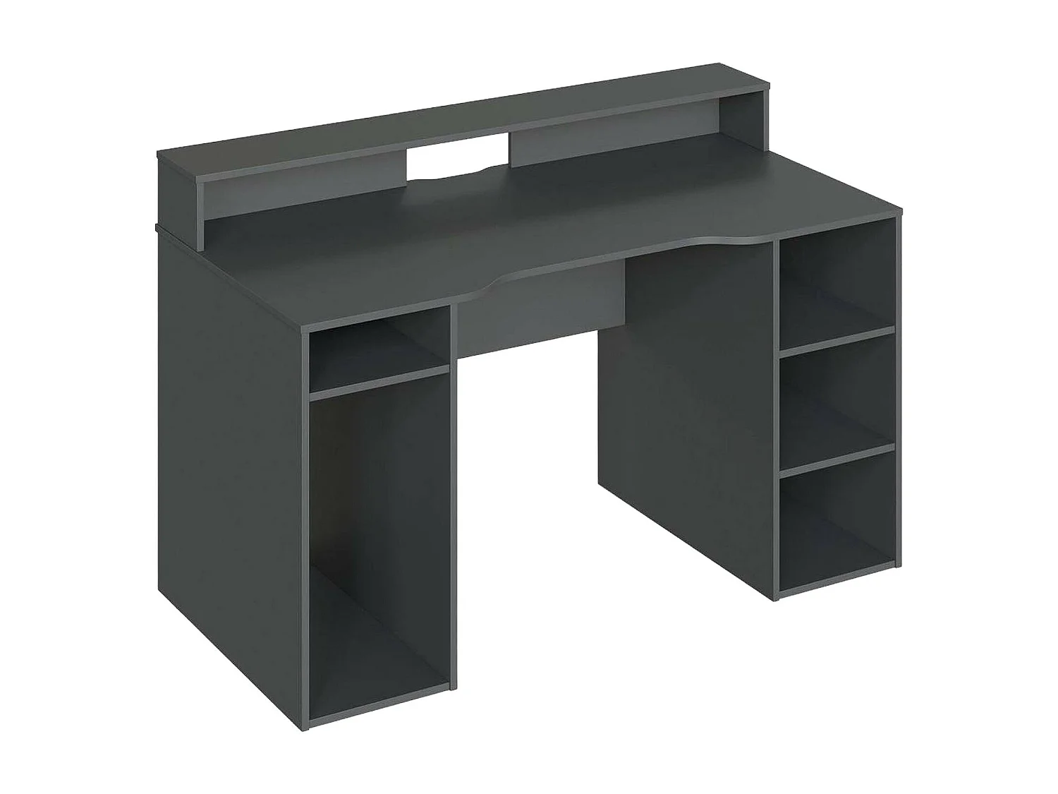 Dmora Bureau Phoenix 67x136x88h cm Antraciet Zwart, Modulair 5 Planken, Structuurmateriaal in Gefineerd Hout