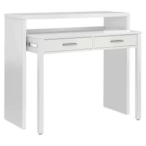 Dmora Bureau Billings 36×98,5×87,5h cm Wit 2 Laden, PC Ondersteuning, Blad Materiaal Edel Soms