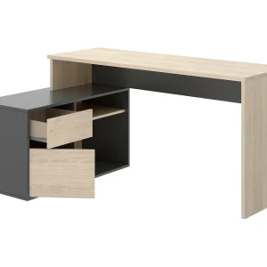 Dmora Bureau Gardena 92x139x75h cm Antraciet 2 Planken Hoek, een Lade Dmora Bureau Gardena 92x139x75h cm Antraciet 2 Planken Hoek, een Lade