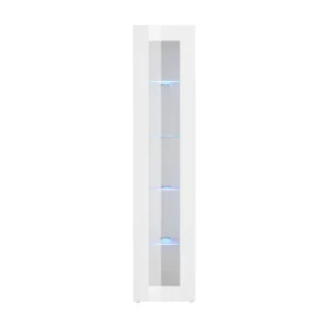 Dcomi vitrine, Dressoir met glazen planken, Multifunctioneel woonkamermeubel met LED-licht, 100% Made in Italy, 40x30h180 cm, Glanzend wit Dcomi vitrine, Dressoir met glazen planken, Multifunctioneel woonkamermeubel met LED-licht, 100% Made in Italy, 40x30h180 cm, Glanzend wit