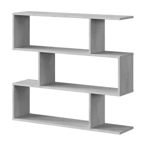 Dfanes boekenkast, Lage dubbelzijdige boekenkast, Plank met drie vakken, Moderne kantoorplank, 110x24h97 cm, Betongrijs Dfanes boekenkast, Lage dubbelzijdige boekenkast, Plank met drie vakken, Moderne kantoorplank, 110x24h97 cm, Betongrijs
