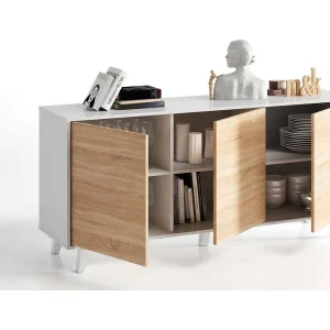 Dmora Dressoir Arvada 41x154x75h cm Wit 3 Planken 6 Vakken, Kast Push-to-Open Dmora Dressoir Arvada 41x154x75h cm Wit 3 Planken 6 Vakken, Kast Push-to-Open