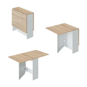 Dmodol uitschuifbare tafel, Opklapbare eettafel met opklapbaar blad, Opvouwbare bijzettafel, 31x77h78 cm, Wit en Eiken Dmodol uitschuifbare tafel, Opklapbare eettafel met opklapbaar blad, Opvouwbare bijzettafel, 31x77h78 cm, Wit en Eiken