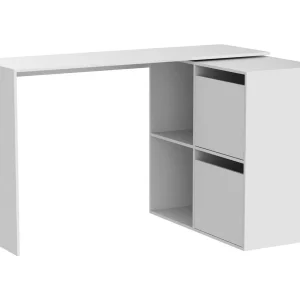 Divkovi Bureau, Modulair multifunctioneel bureau met plank, Multifunctionele studeer- of kantoortafel met hoekmontage, 152x49h74 cm, Wit