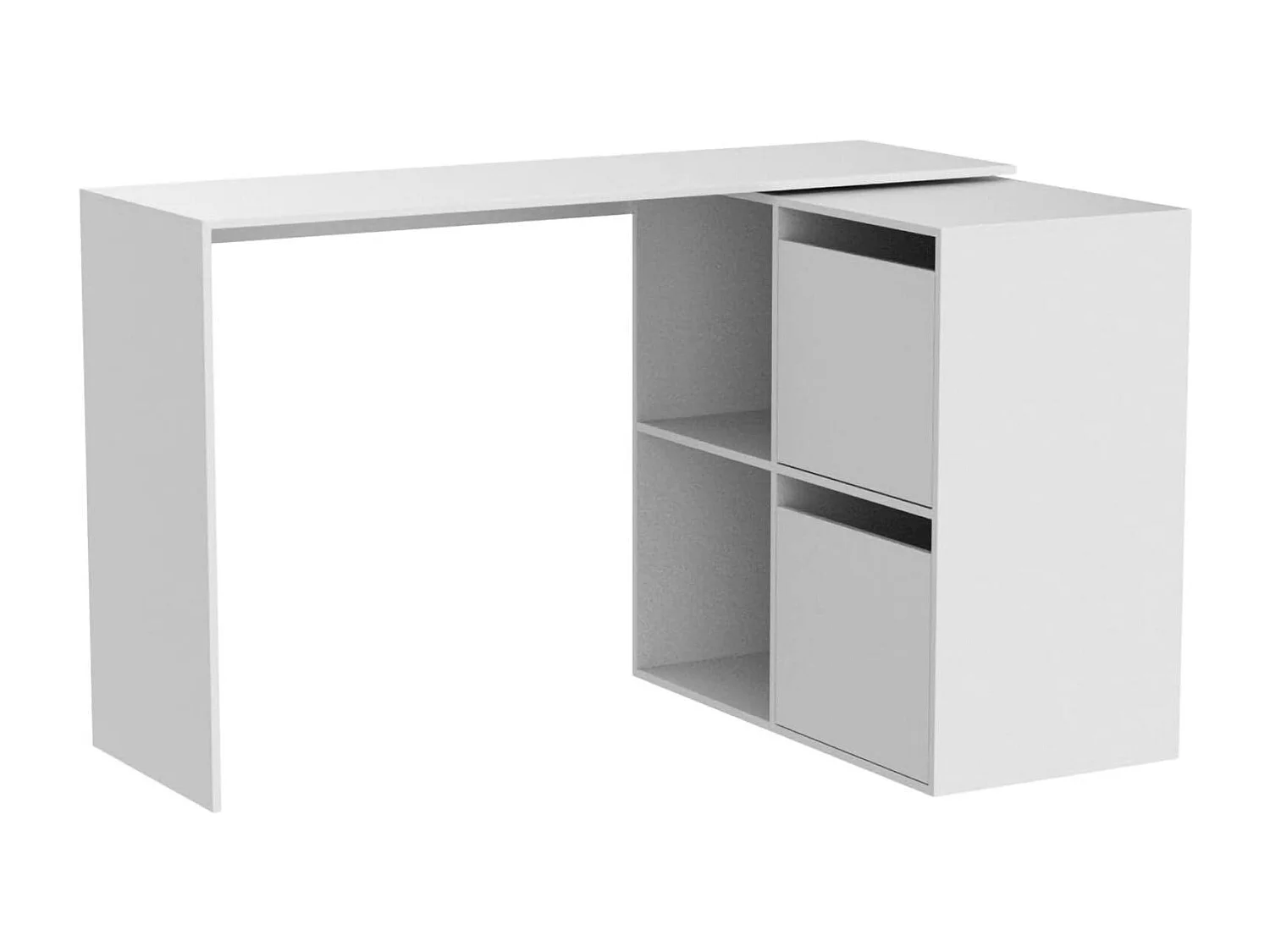 Divkovi Bureau, Modulair multifunctioneel bureau met plank, Multifunctionele studeer- of kantoortafel met hoekmontage, 152x49h74 cm, Wit