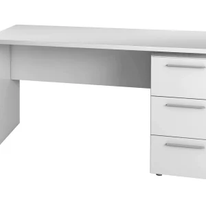Dmora Bureau Dallas 60x138x74h cm Wit, 2 Laden, 1 Deurtje, Structuurmateriaal in Gefineerd Hout Dmora Bureau Dallas 60x138x74h cm Wit, 2 Laden, 1 Deurtje, Structuurmateriaal in Gefineerd Hout