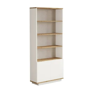 Dmartine Boekenkast, Kantoor Plank, Boekenkast, Bibliotheek, 75x27h168 cm, Eiken en Wit