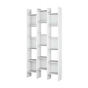 Dmanis boekenkast, Boekenkast met 18 planken, Plank met vierkante vakken, Moderne kantoorplank, 96x29h192 cm, Wit
