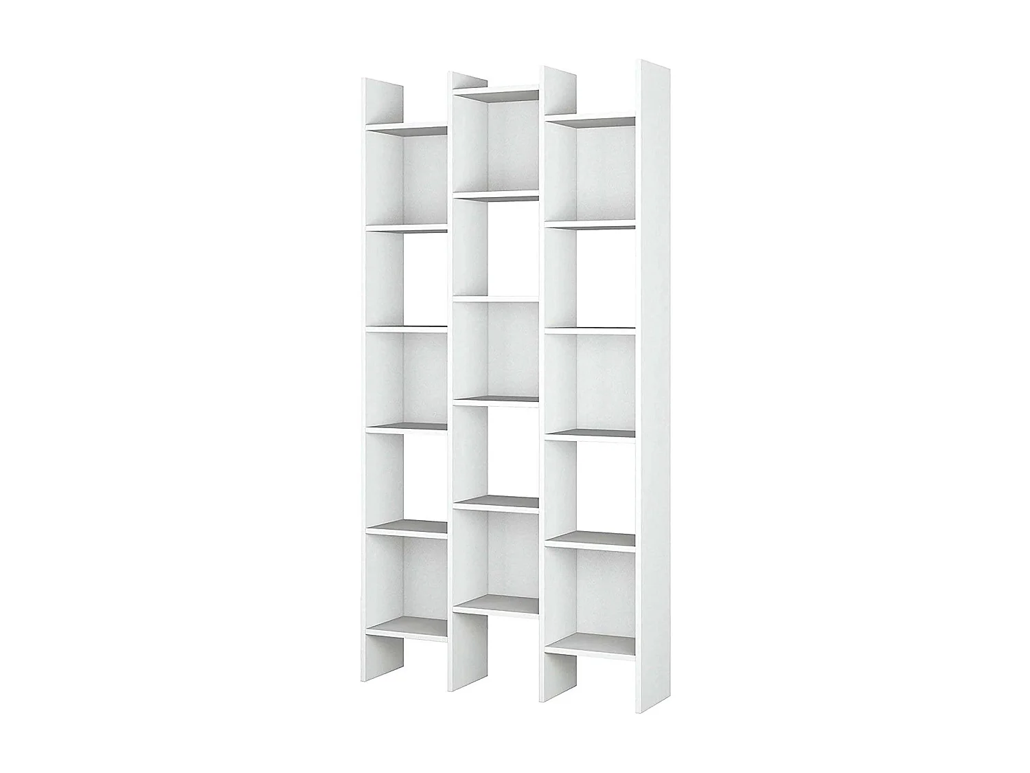 Dmanis boekenkast, Boekenkast met 18 planken, Plank met vierkante vakken, Moderne kantoorplank, 96x29h192 cm, Wit