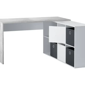 Dmora Bureau Vallejo 139x136x74h cm Wit Modulair Hoekmodel, 6 Planken