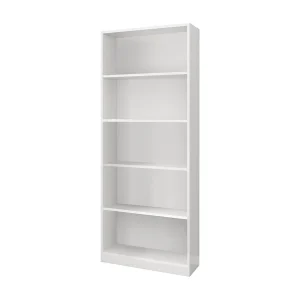 Dangell boekenkast, Lineaire boekenkast met 4 planken, Kantoor- of slaapkamerplank, Moderne boekenkast, 80x28h201 cm, Wit Dangell boekenkast, Lineaire boekenkast met 4 planken, Kantoor- of slaapkamerplank, Moderne boekenkast, 80x28h201 cm, Wit